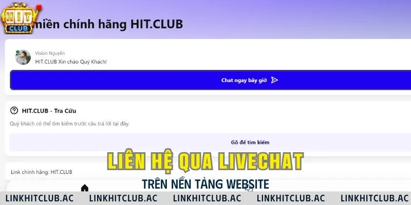 Phương thức livechat, trực tuyến trên giao diện trang chủ cổng game