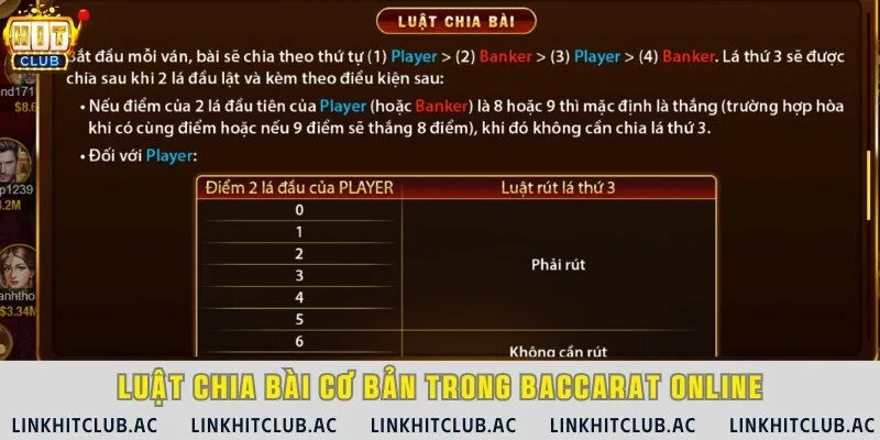 Quy tắc chia bài ở tụ Player và Banker