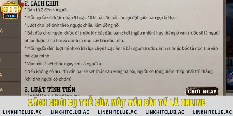 Cách chơi bài trực tuyến tại HitClub theo trình tự chia bài, đánh bài và kết thúc ván bài, công bố kết quả