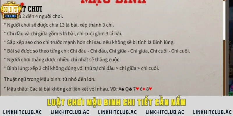 Luật đánh bài mậu binh tại cổng game bài uy tín HitClub